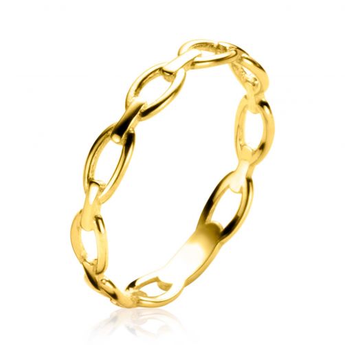 ZINZI Gold 14 karaat gouden ring met ovale schakels van 3mm breed ZGR368