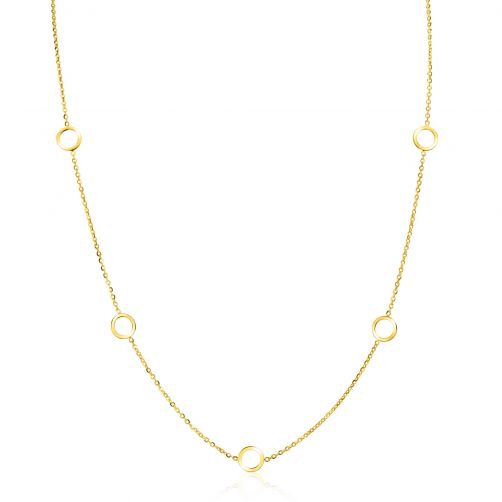 ZINZI 14K Gold Necklace Rolo Chain 7 Small Open Circles 6,5mm width 42-45cm ZGC445