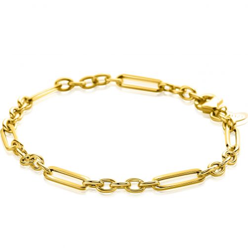 ZINZI 14K Gold Bracelet Paperclip and Oval Chains 4mm width 19cm ZGA473