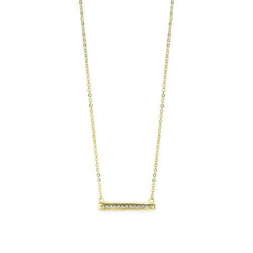 ZINZI Gold 14 karaat gouden collier staafje wit 45cm ZGC182