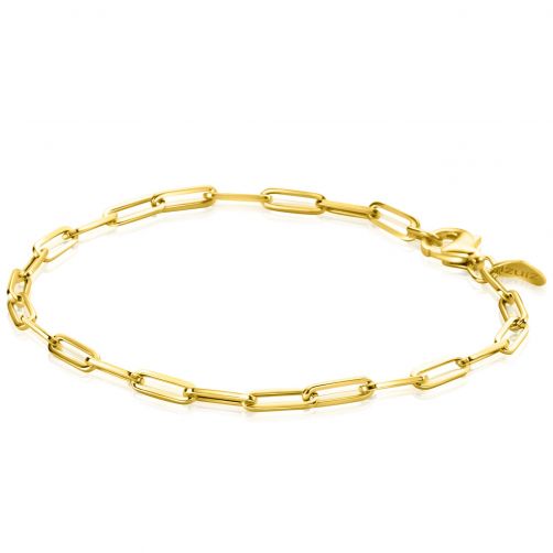 ZINZI 14K Gold Bracelet Trendy Paperclip Chains 3mm width 19cm ZGA346