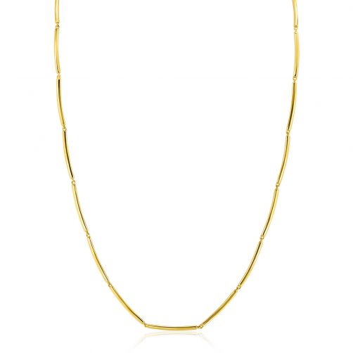 ZINZI 14K Gold Necklace Rectangular Bars Square Tube 1,6mm width 40-43cm ZGC461