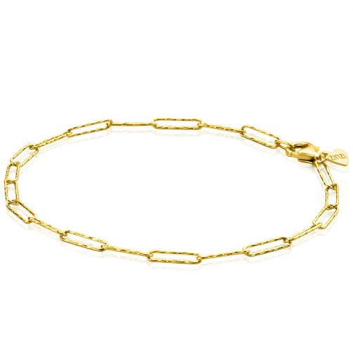 ZINZI Gold 14 krt gouden armband met trendy bewerkte paperclip/closed for ever schakels 2,7mm breed, lengte 19cm ZGA348