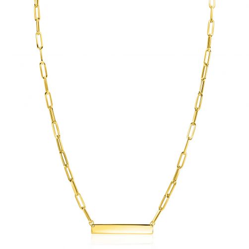 ZINZI 14K Gold Paperclip Chain Necklace Flat Bar 29mm 45cm ZGC349