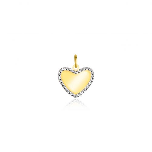 10mm ZINZI 14K Gold Pendant Shiny Heart with White Gold Pearls ZGH364-10 (excl. necklace)