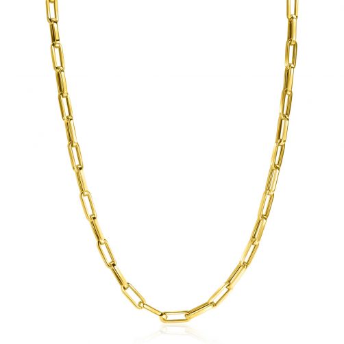 ZINZI 14K Gold Necklace Trendy Paperclip Chains 4mm width 45cm ZGC347
