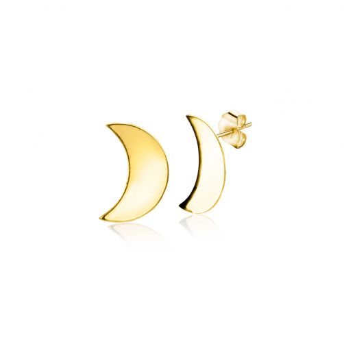 9mm ZINZI 14K Gold Stud Earrings Crescent Moon ZGO384