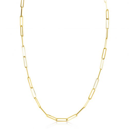 ZINZI 14K Gold Necklace Trendy Paperclip Chain 3mm width 43cm ZGC386