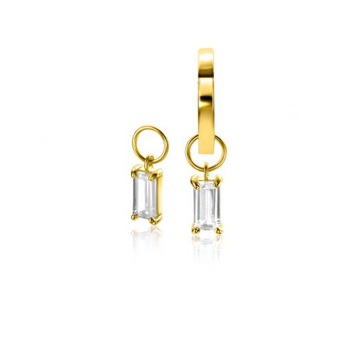 ZINZI 14K Gold Earrings Pendants Baguette Cut White Zirconia 7mm ZGCH424 (excl. hoop earrings)