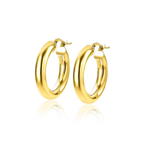 ZINZI Gold 14 karaat gouden oorringen ronde buis 21 x 4mm ZGO265