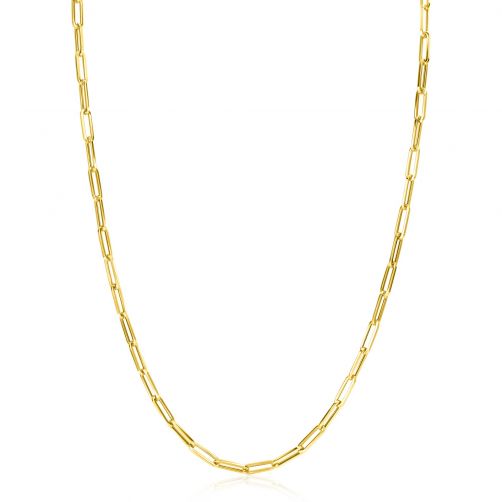 ZINZI 14K Gold Necklace Trendy Paperclip Chains 3mm width 45cm ZGC346