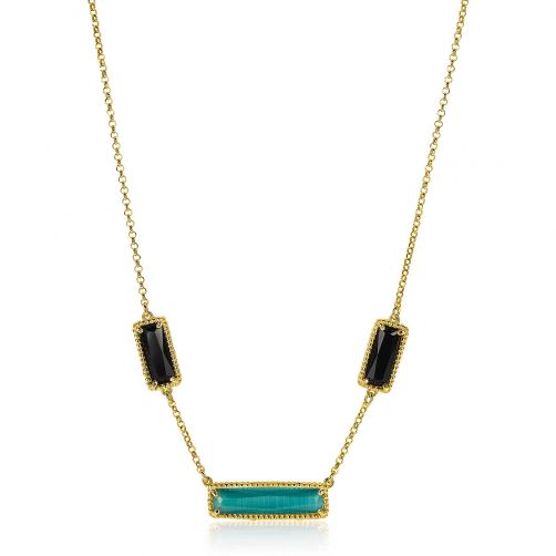ZINZI Sterling Silver Fantasy Necklace 14K Yellow Gold Plated