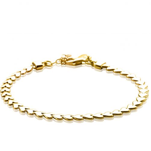 ZINZI Gold Plated Sterling Silver Bracelet Hearts width 4,5mm ZIA1798G