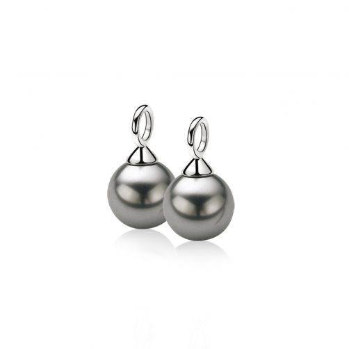 10mm ZINZI Sterling Silver Earrings Pendants Pearl Grey ZICH266G (excl. hoop earrings)