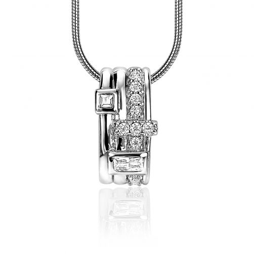 16mm ZINZI Sterling Silver Beautiful Pendant White Zirconias ZIH2012