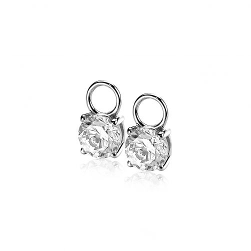 ZINZI Sterling Silver Earrings Pendants Round White ZICH1300 (excl. hoop earrings)