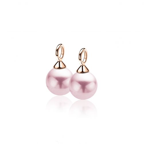 ZINZI zilveren oorbedels rosé verguld roze parel ZICH266RR (zonder oorringen)