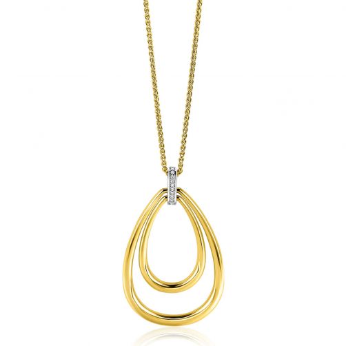 ZINZI Gold Plated Sterling Silver Necklace with Luxurious Oval Pendant (45mm) 70cm ZIC2489Y