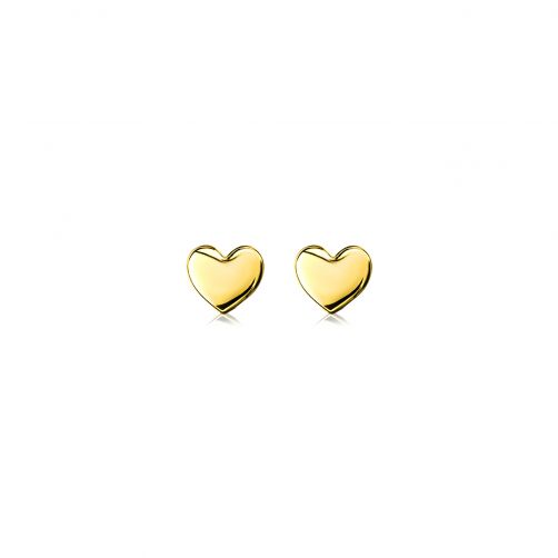 ZINZI zilveren oorknoppen geel verguld glad hart 6mm ZIO1378G