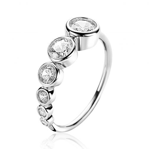 ZINZI Sterling Silver Ring Round White ZIR2053