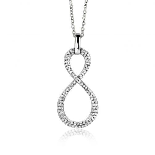 35mm ZINZI Sterling Silver Infinity Pendant White Zirconias ZIH2570 (excl. necklace)