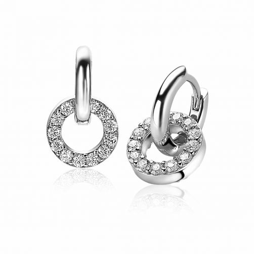 10mm ZINZI Sterling Silver Earrings Pendants Open Circle White Zirconia ZICH2155 (excl. hoop earrings)