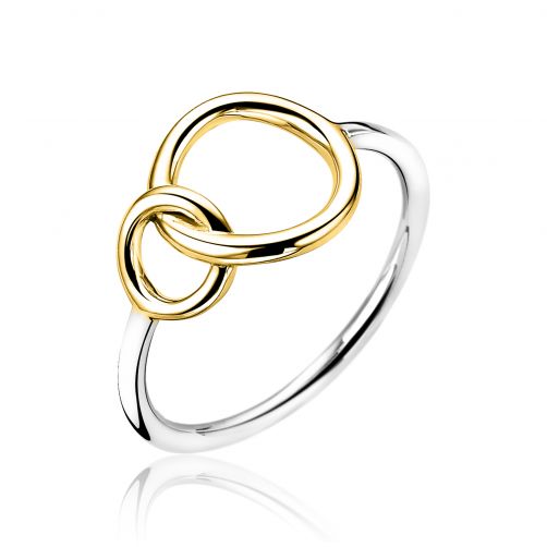 ZINZI Gold Plated Sterling Silver Ring 2 Connected Open Circles ZIR1278G