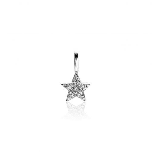 13mm ZINZI Sterling Silver Star Pendant White ZIH2138 (excl. necklace)