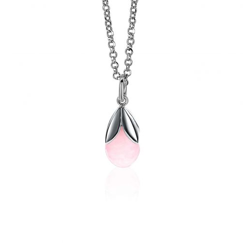 ZINZI zilveren hanger druppel roze ZIH1877R