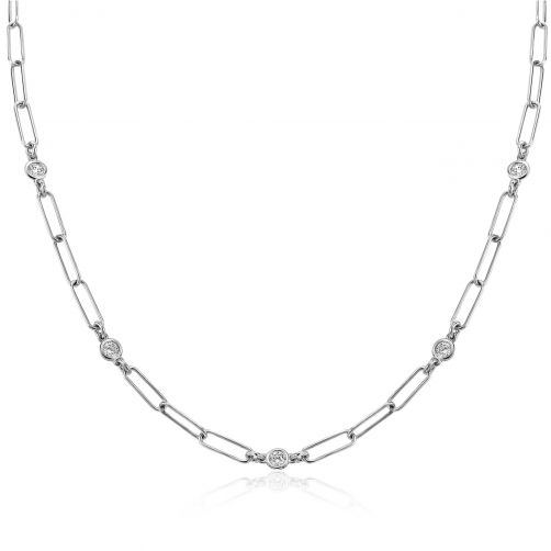 ZINZI Sterling Silver Necklace Paperclip Chain