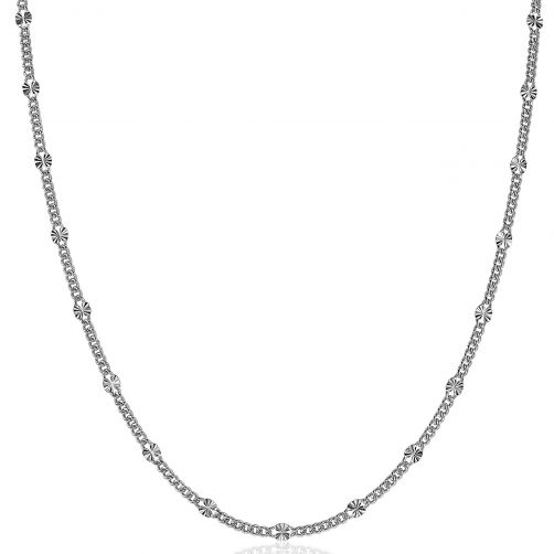 ZINZI Sterling Silver Necklace 45cm Curb Chain