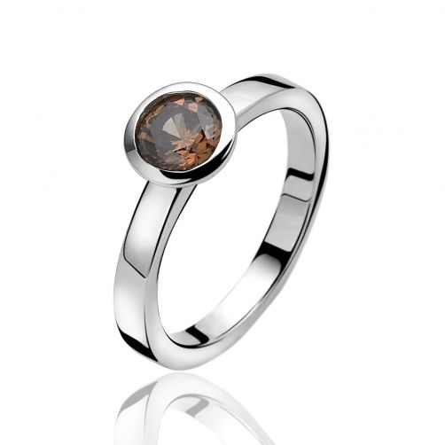 ZINZI Sterling Silver Ring Brown ZIR450