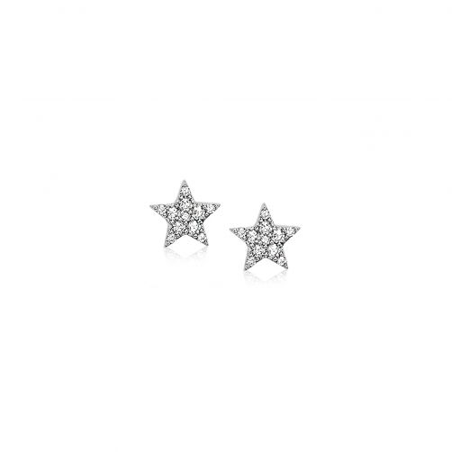 7mm ZINZI Sterling Silver Stud Earrings Star White ZIO1377Z