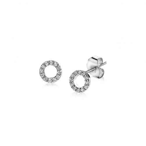 ZINZI Sterling Silver Earrings Open Circle White ZIO1063