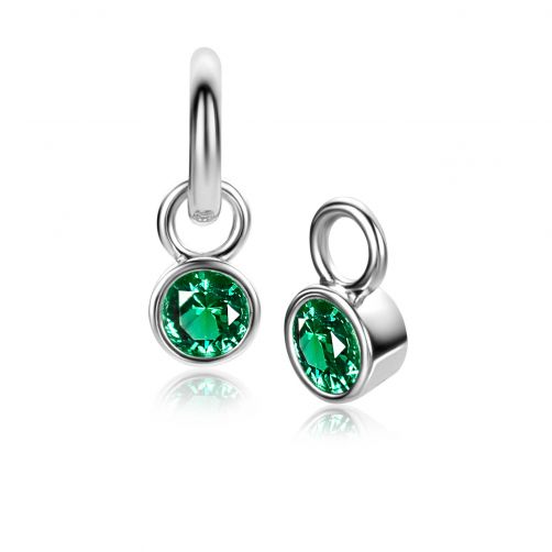 May Earrings Pendants Sterling Silver with Birthstone Green Emerald Zirconia (excl. hoop earrings)