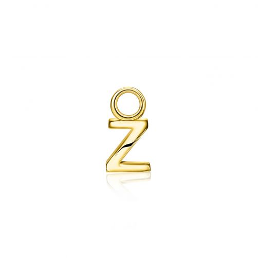 ZINZI Sterling Silver 14K Yellow Gold Plated Letter Ear Pendant Z (per piece)