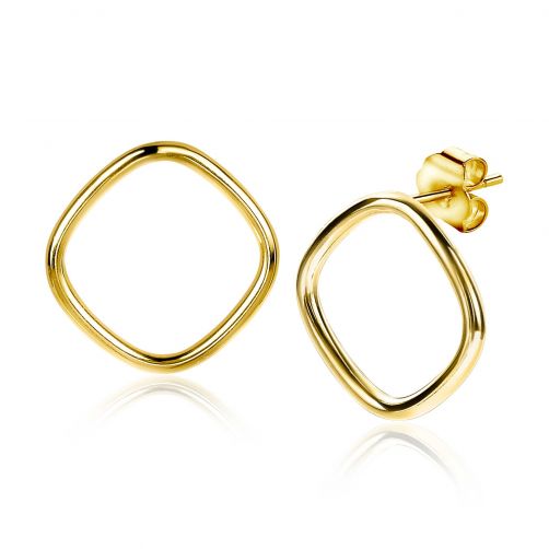 ZINZI Sterling Silver trendy EarRings 14K Yellow Gold Plated 23mm