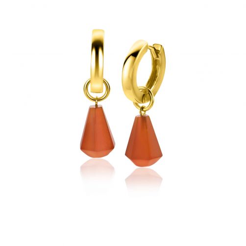 19mm ZINZI Gold Plated Sterling Silver Earrings Pendants Cone in Coral Red Agate ZICH2256R (excl. hoop earrings)