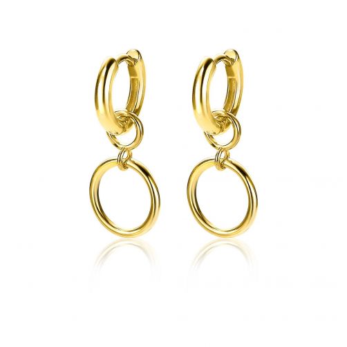 ZINZI Gold Plated Sterling Silver Earrings Pendants Open Circle 11mm ZICH1748G (excl. hoop earrings)