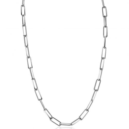 ZINZI Sterling Silver Paperclip Chain Necklace width 5mm 45cm ZIC2207
