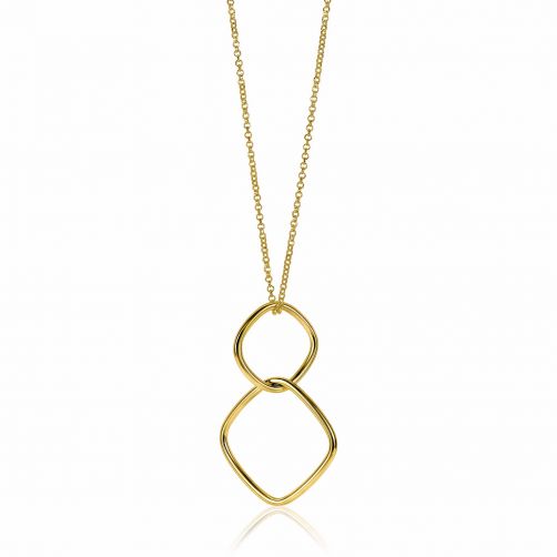 ZINZI Sterling Silver Necklace 60 cm in 14K Yellow Gold Plated Pendants