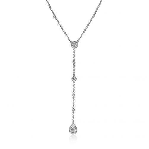 ZINZI Sterling Silver Y-Necklace Drop Pendant and White Zirconias 42-45cm ZIC1956