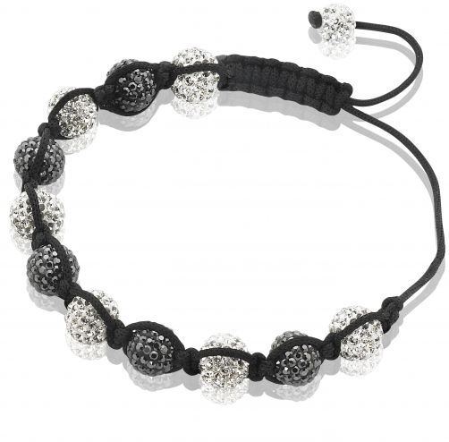 Zinzi koord armband crystals zwart wit one-size ZIA900ZW