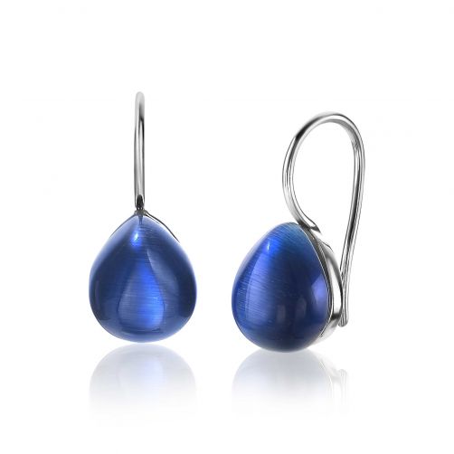 22mm ZINZI Sterling Silver Drop Earrings Blue ZIO1934B