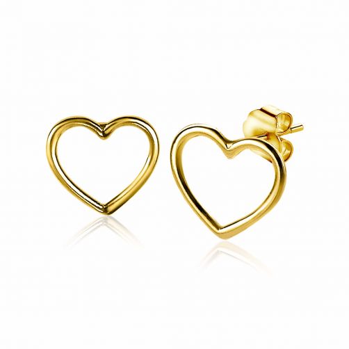 8mm ZINZI Gold Plated Sterling Silver Stud Earrings Heart ZIO1630G