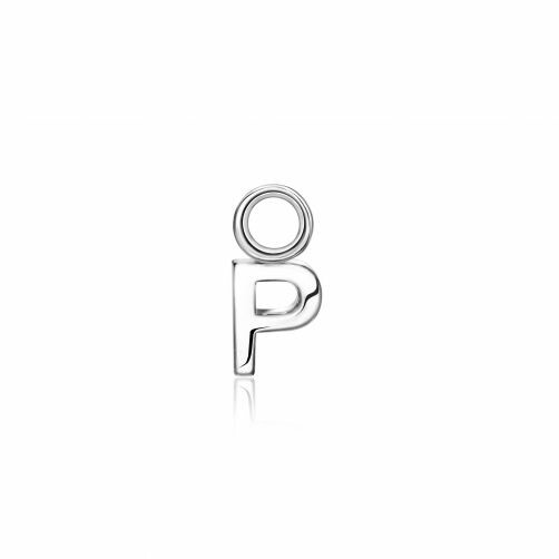 ZINZI Sterling Silver Letter Ear Pendant P (per piece)