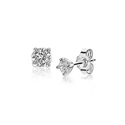 ZINZI zilveren oorknoppen 3mm witte zirconia chatonzetting ZIO-BF6