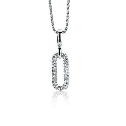ZINZI zilveren luxe hanger ovaal wit 32mm ZIH1894