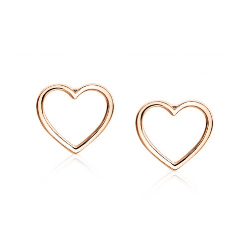 8mm ZINZI Rose Gold Plated Sterling Silver Stud Earrings Heart ZIO1630R