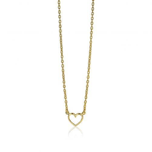 ZINZI zilveren ketting geel verguld open hartje 40-43cm ZIC1420G